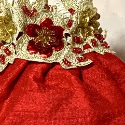 Pochon  sac rose et rouge soie