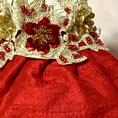 Pochon  sac rose et rouge soie