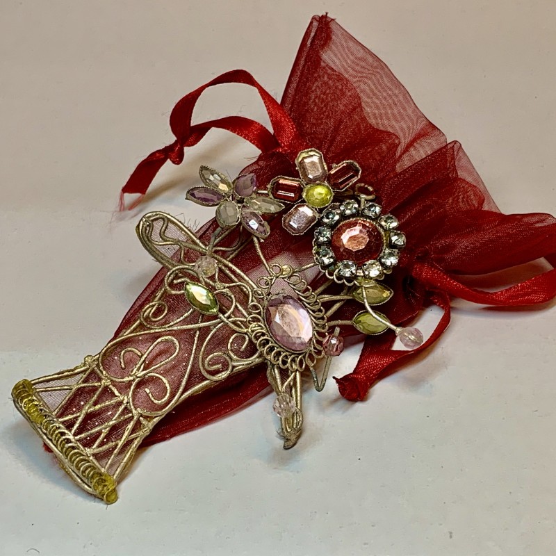 Panier fleur métal et tissu