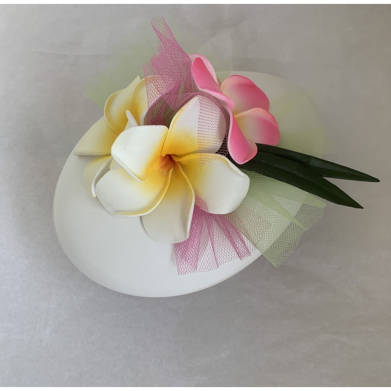 Galet boite décor frangipani fleur