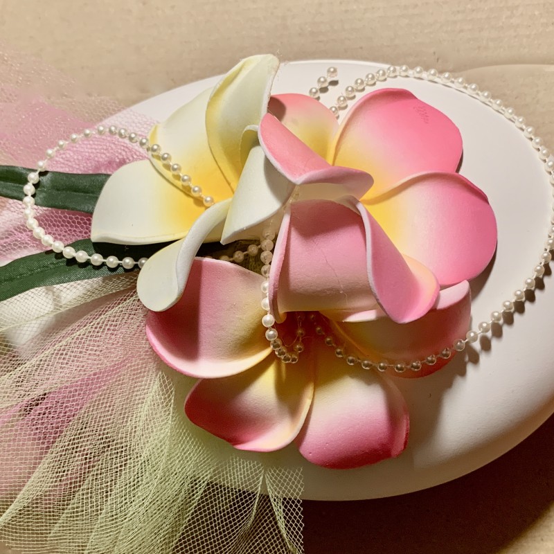 Galet boite décor frangipani fleur