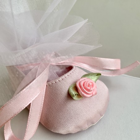 22 Chausson rose satin baptêmes