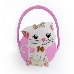 Panier Feutrine Chat Rose – Cadeau Gourmand