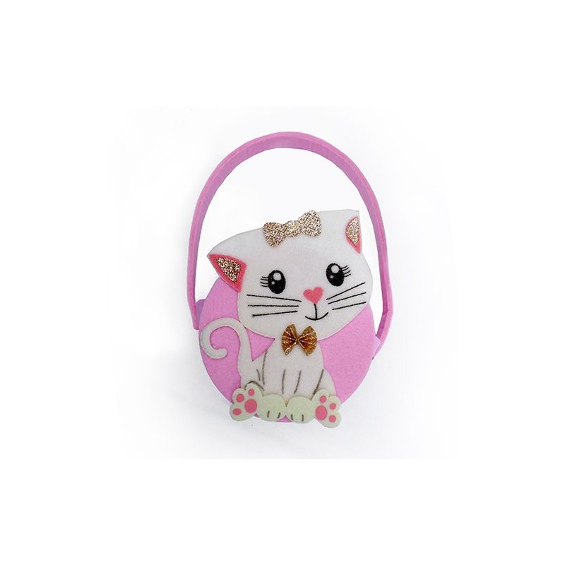 Panier Feutrine Chat Rose – Cadeau Gourmand