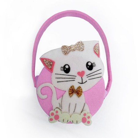 Panier Feutrine Chat Rose – Cadeau Gourmand