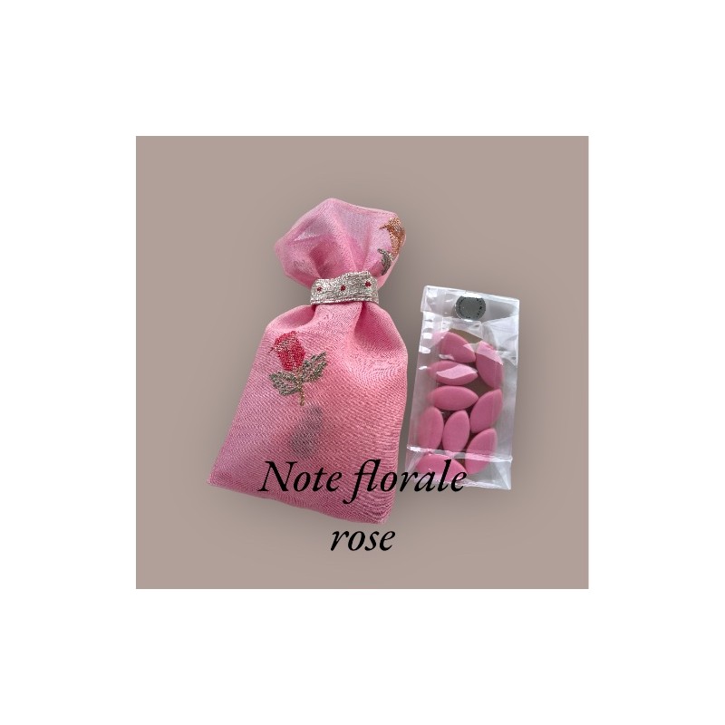 pochon soie organza broderie de boutons rose...