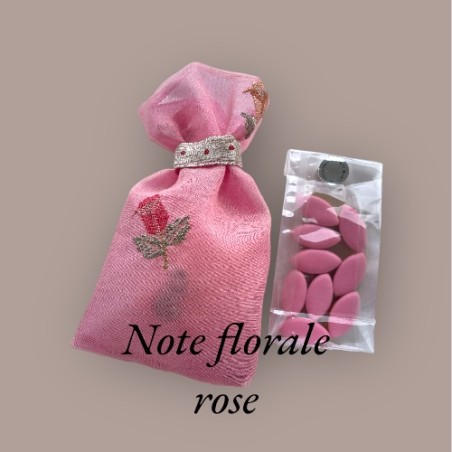 Calissons Notes Florales dans un Pochon  Brodé