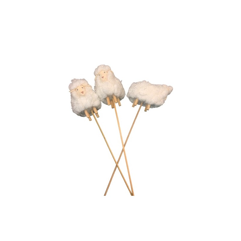 LOTS de 11 petits moutons sur tige et dragées