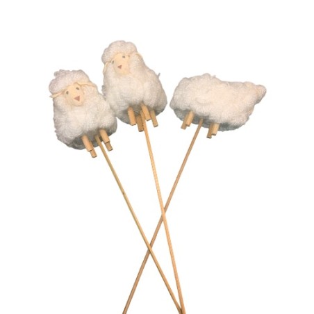 LOTS de 11 petits moutons sur tige et dragées