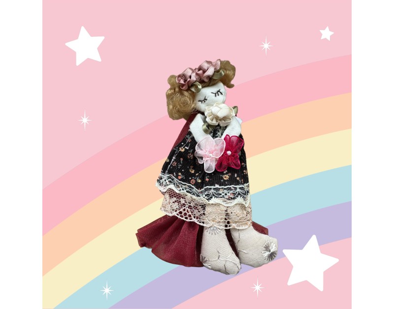 Fabric small case girly doll in coton