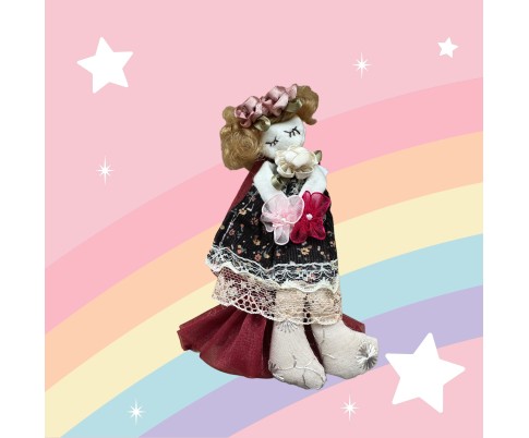 Fabric small case girly doll in coton