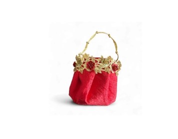 Mini seau Diwali en soie rouge Pochette festive