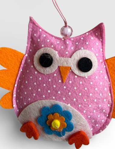 Lot de hiboux  porte-bonheur en feutrine...