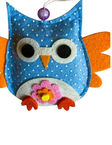 Lot de hiboux  porte-bonheur en feutrine...