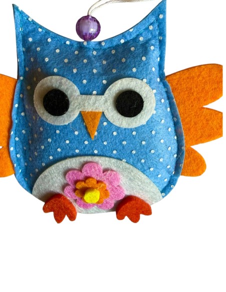 Lot de hiboux  porte-bonheur en feutrine grigris déco faits main