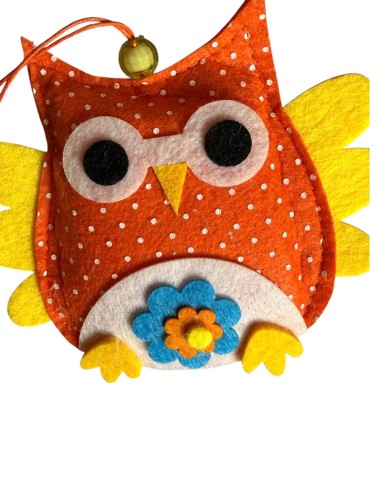 Lot de hiboux  porte-bonheur en feutrine...