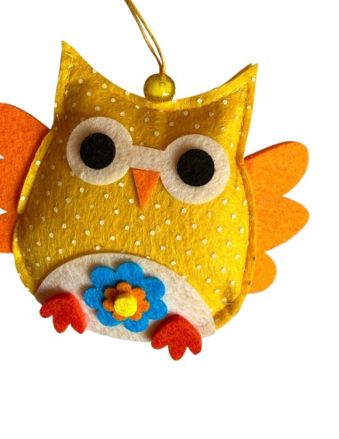 Lot de hiboux  porte-bonheur en feutrine...