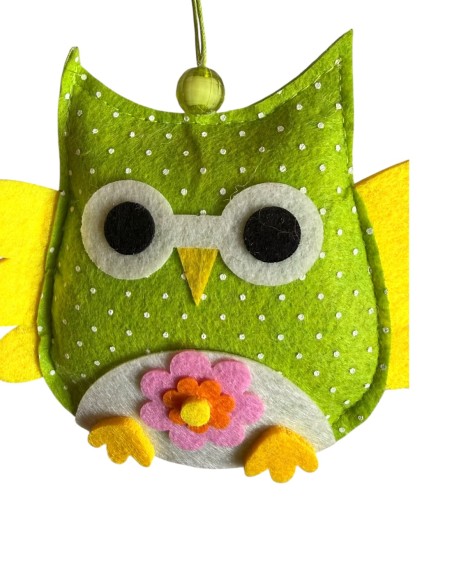 Lot de hiboux  porte-bonheur en feutrine grigris déco faits main