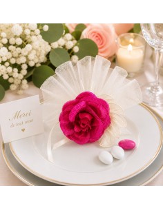 Cadeau de invité mariage porte dragées theme rose