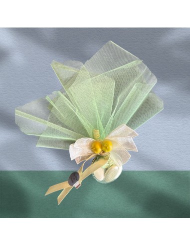 Cadeau invité mariage champêtre avec dragées vert sauge