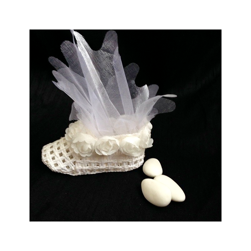 Chausson blanc raphia naissance