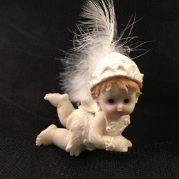 Anges résine avec plumes par lots de 3