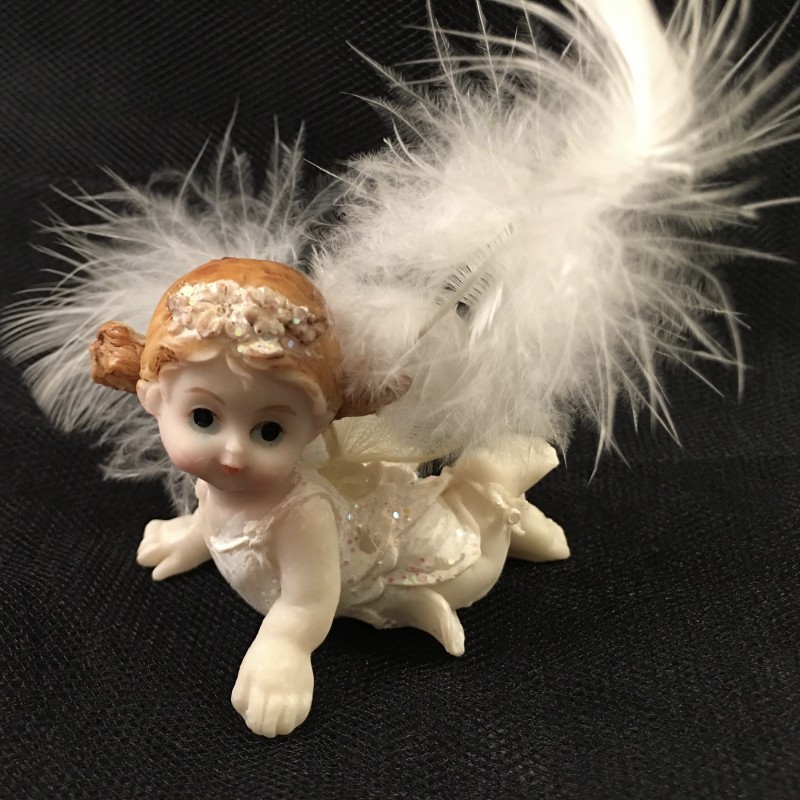 Anges résine avec plumes par lots de 3
