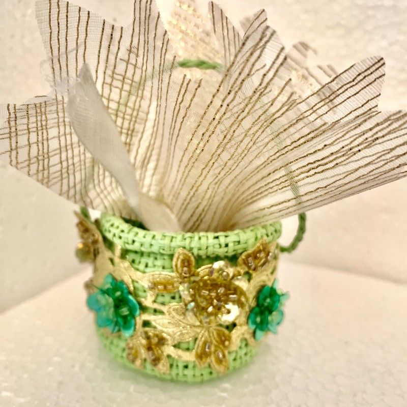 Panier bordeaux galon argenté